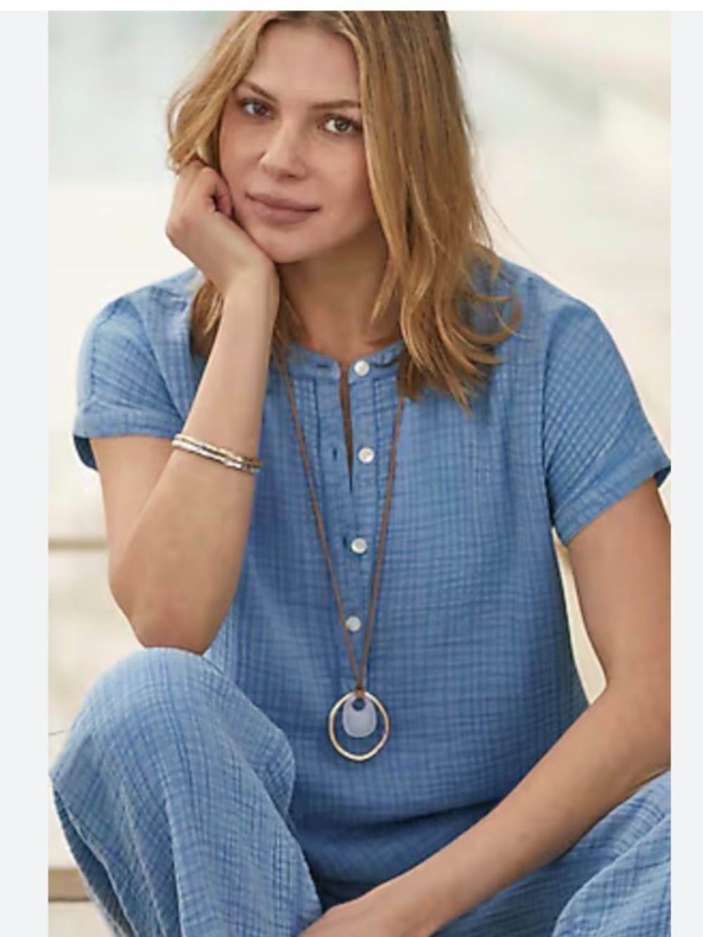 J.Jill Gauze Button Front Popover Top, Size S